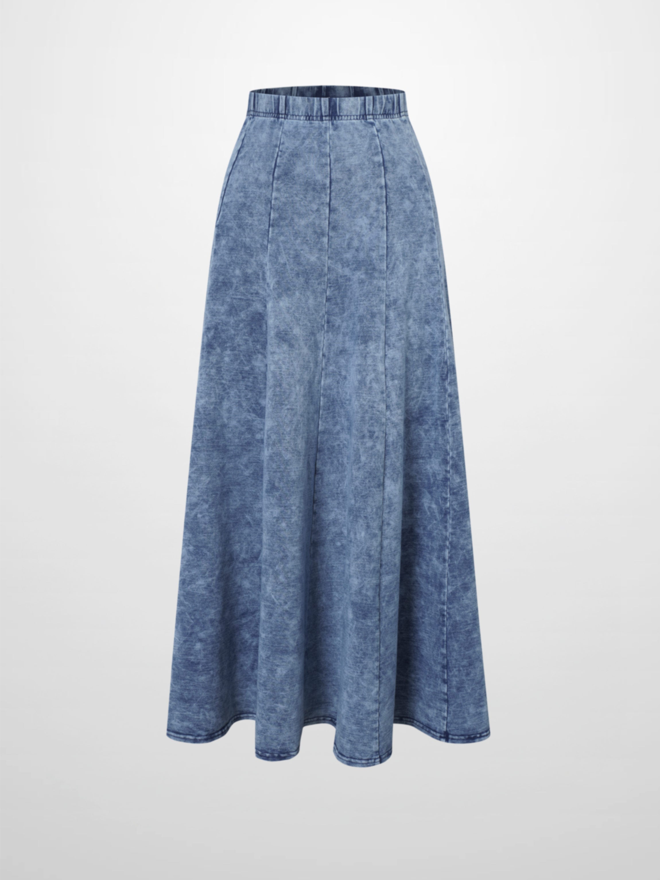 Paneled Flare Skirt 35"-Light Blue Wash
