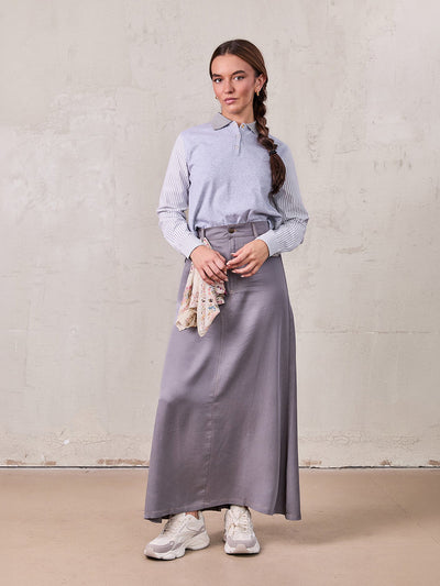 Lightweight A-Line Skirt-Grey