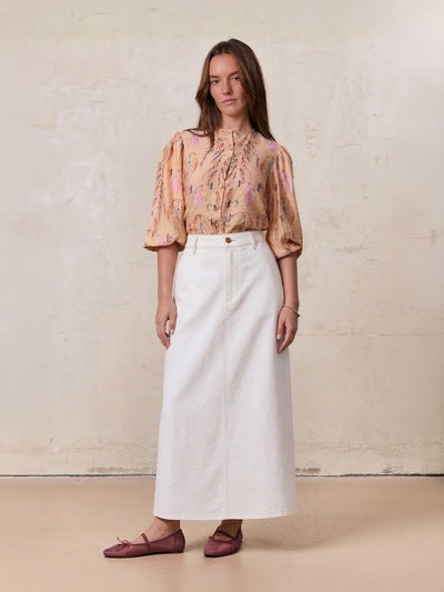 Lightweight A-Line Skirt-Solid White