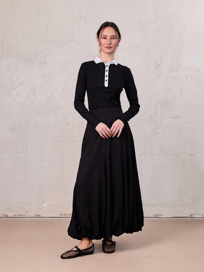 Lightweight Bubble Skirt-Black