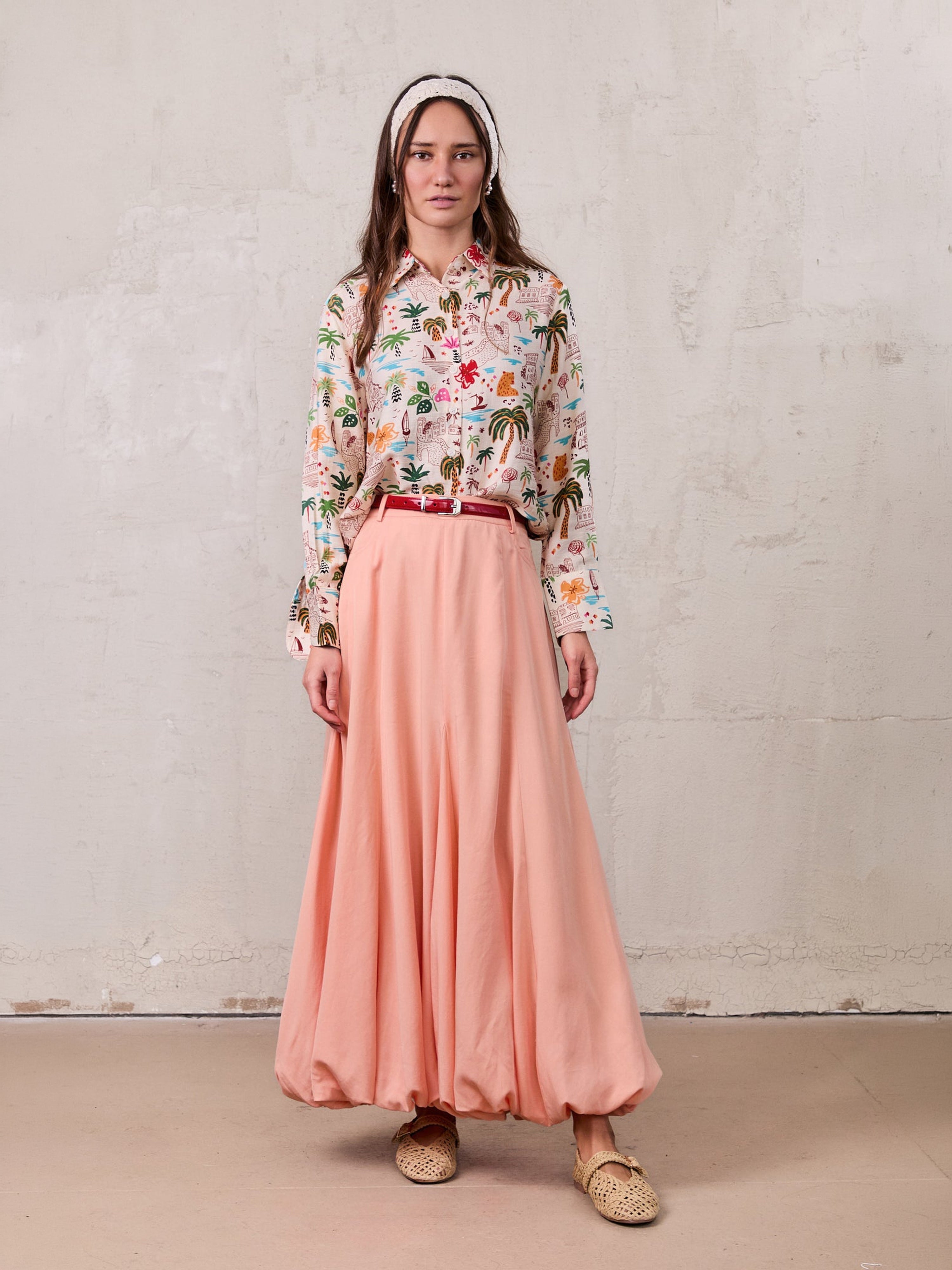 Lightweight Bubble Skirt-Peach