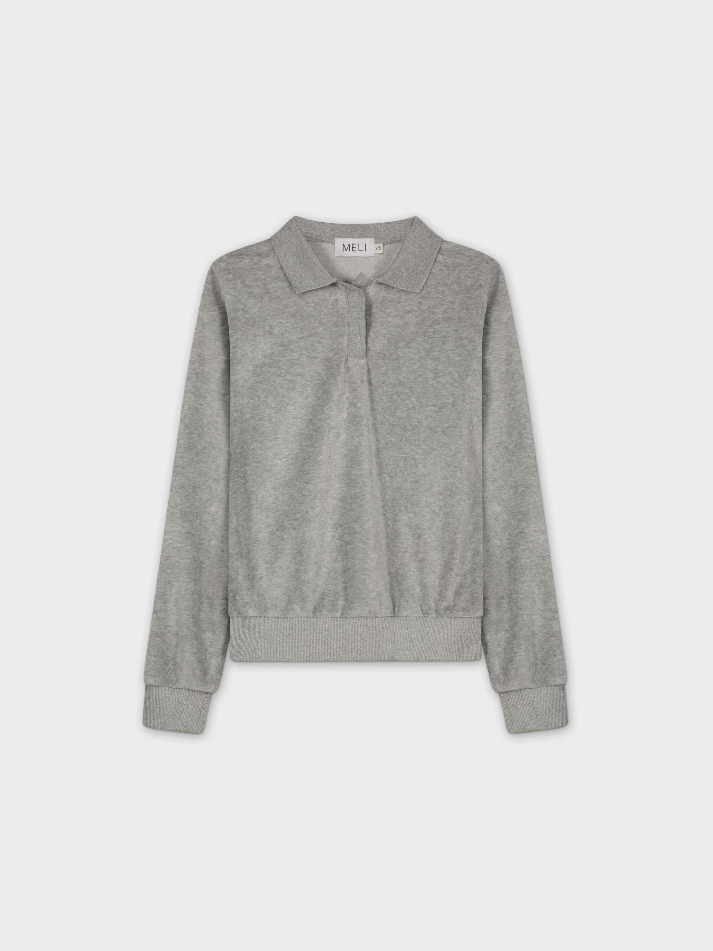 VELOUR COLLAR SWEATSHIRT LIGHT GREY