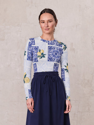 Basic Printed T-shirt-Lemon Paisley