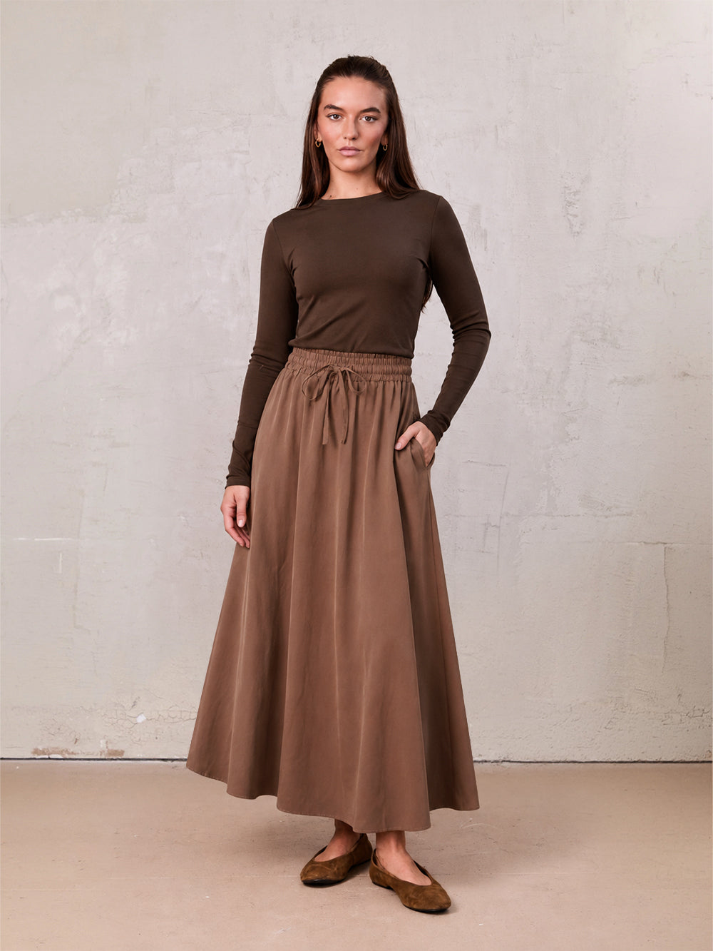 Womens Maxi Drawstring Circle Skirt with Elastic Waistband - Size 4XL
