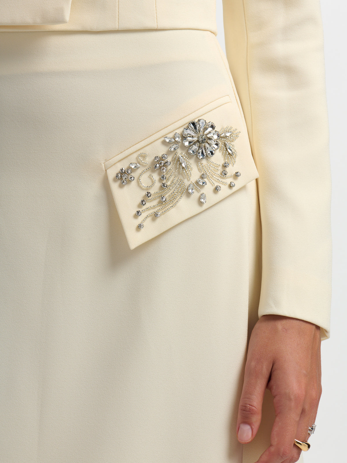 Aline Embelished Pocket Skirt - Cream