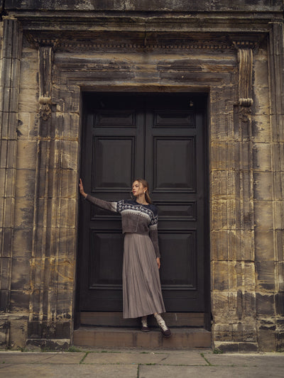 Marni Pleated Skirt 37"-Mocha Mousse