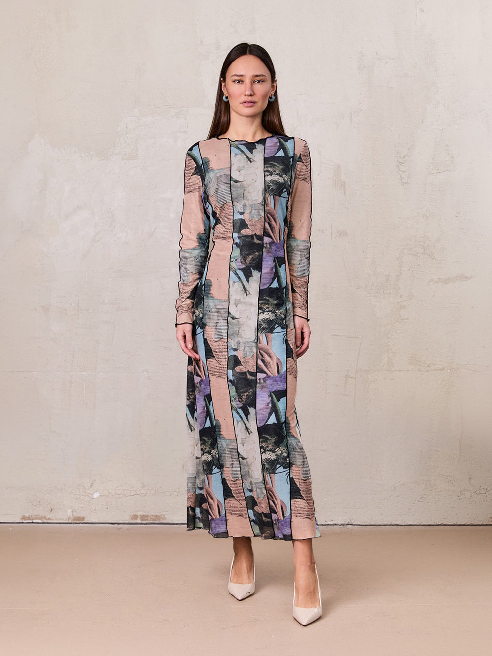 Mesh Maxi Dress-Floral Mix
