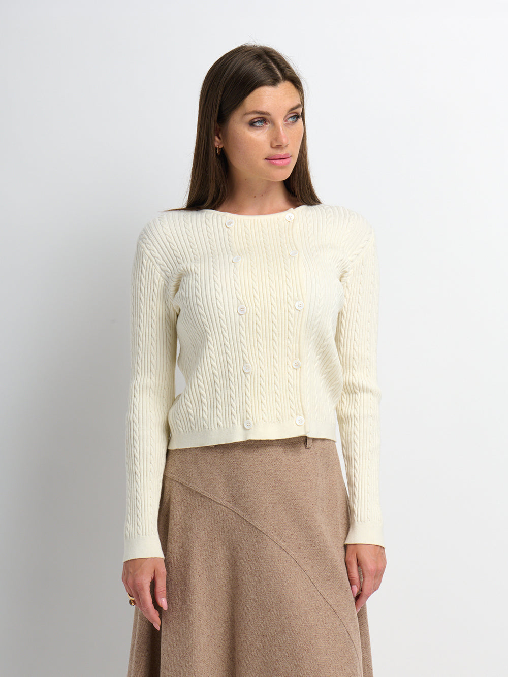 Double Breasted Cardigan - Cream