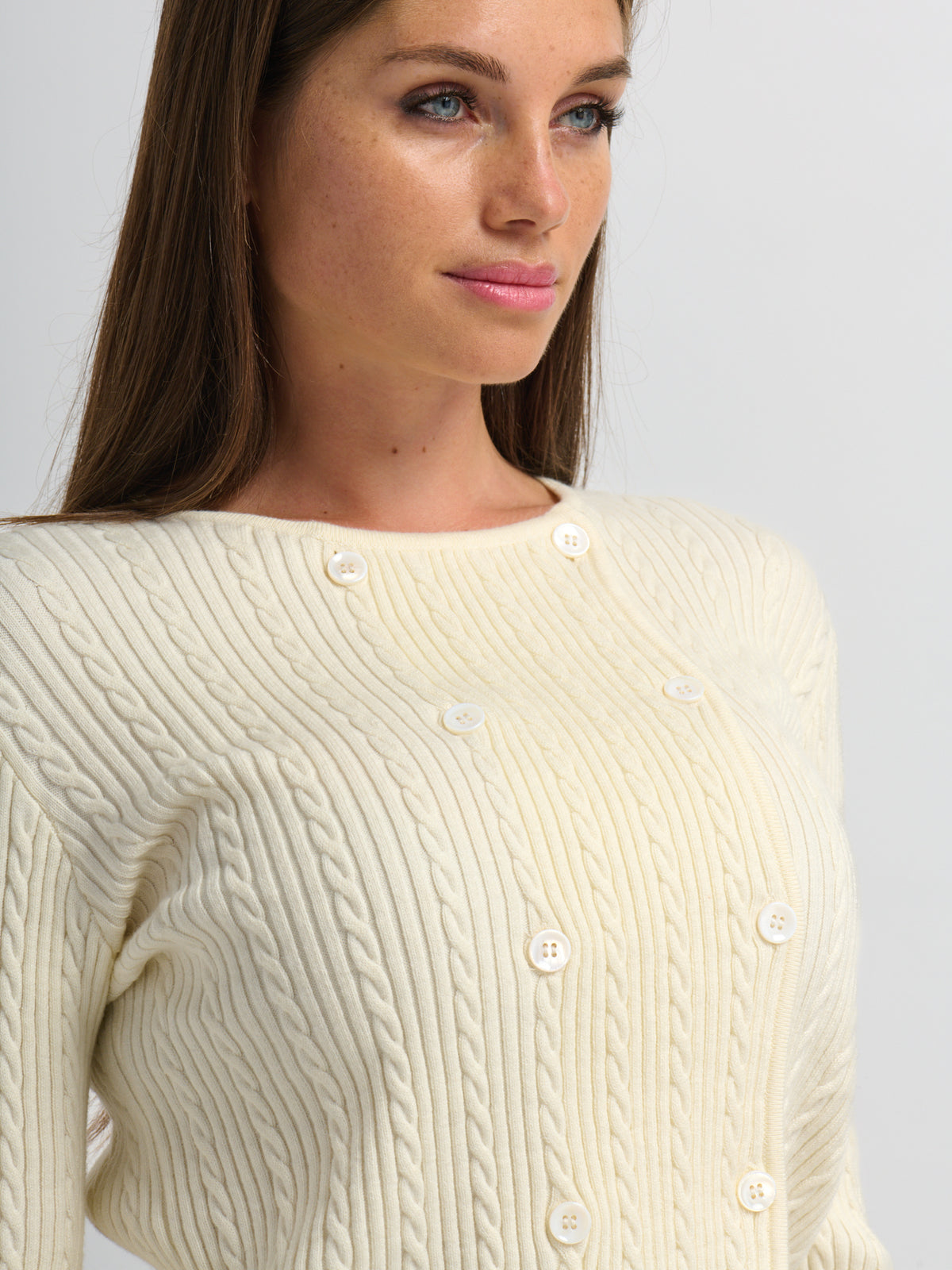 Double Breasted Cardigan - Cream