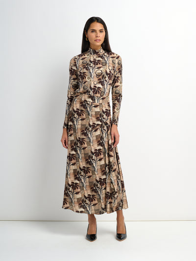 Side Overlay Skirt - Brown Plaid