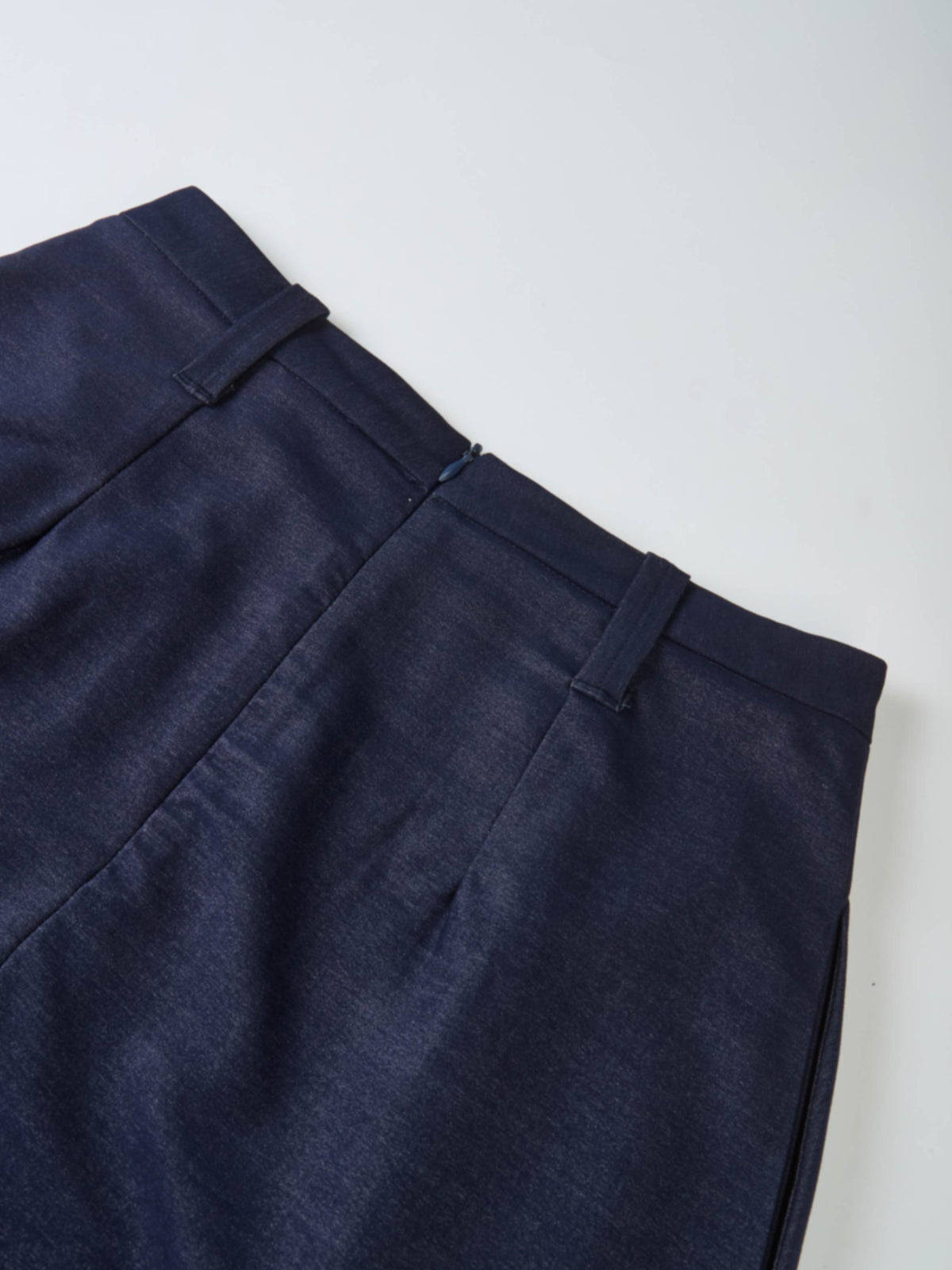 Short Pleated Jersey Denim Skirt - Blue
