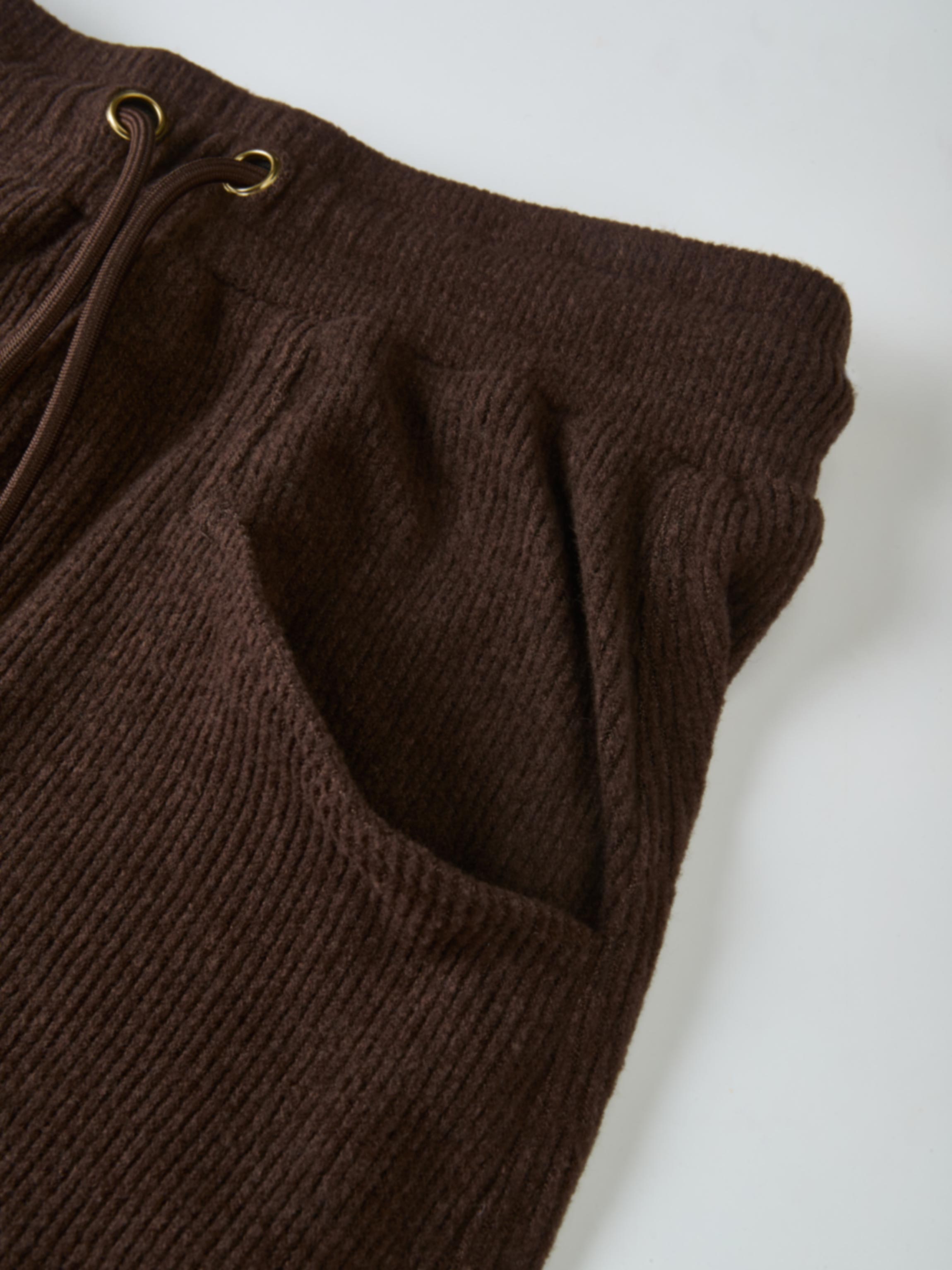 Soft Ribbed Drawstring Maxi Skirt - Dark Brown