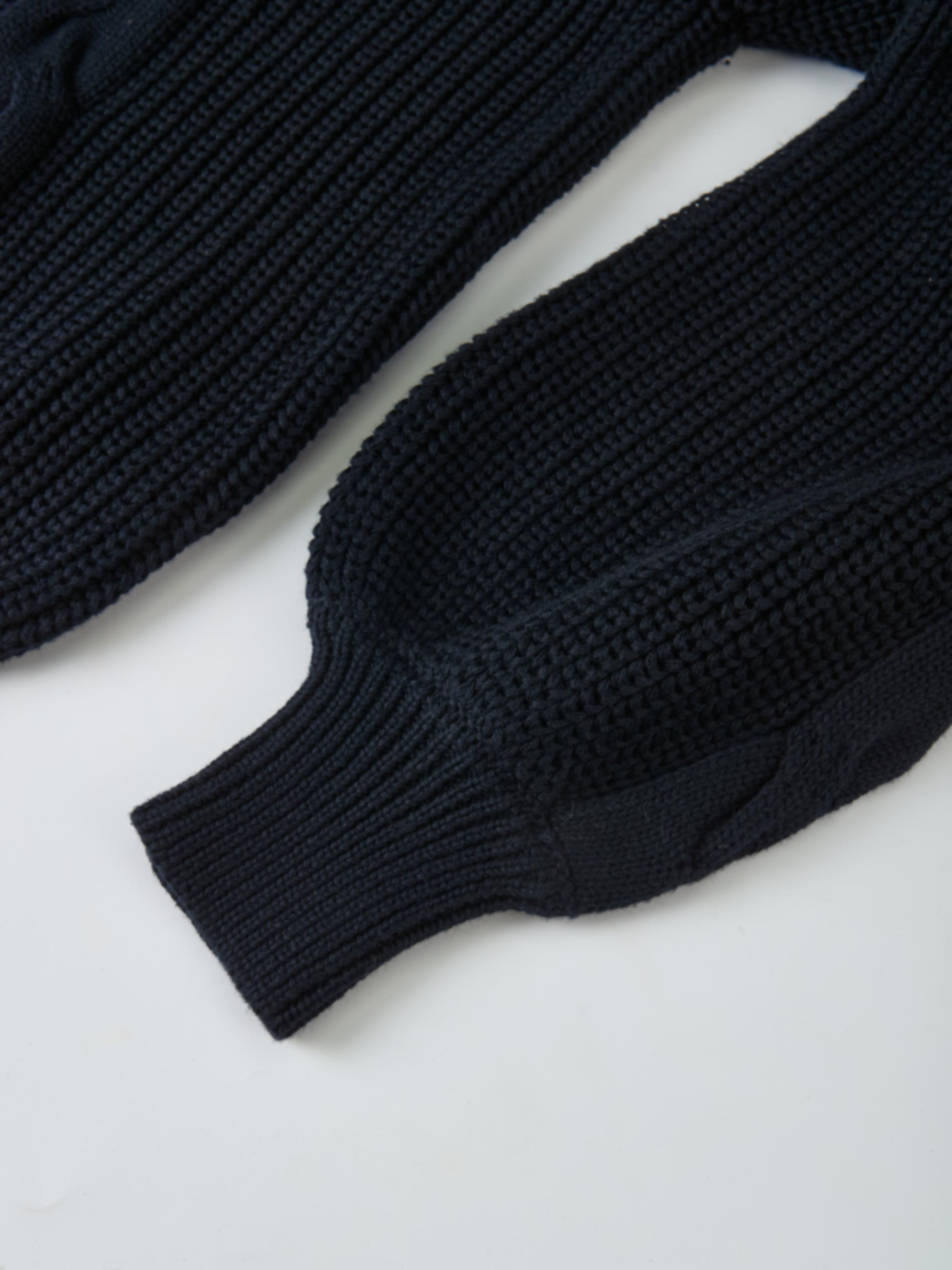 Shirt Collar Sweater - Navy/Light Blue Stripe
