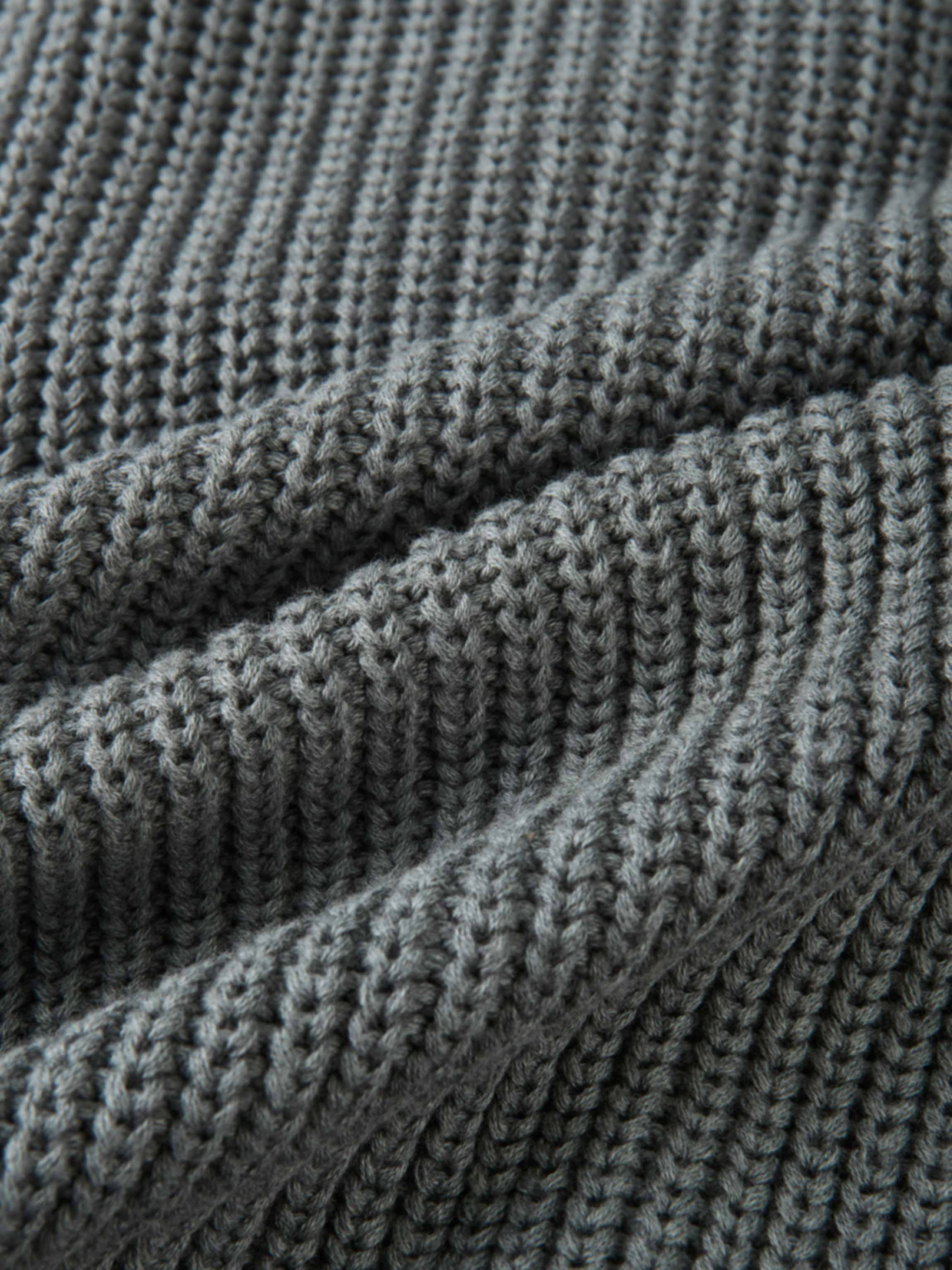Shirt Collar Sweater - Grey/Light Blue Stripe