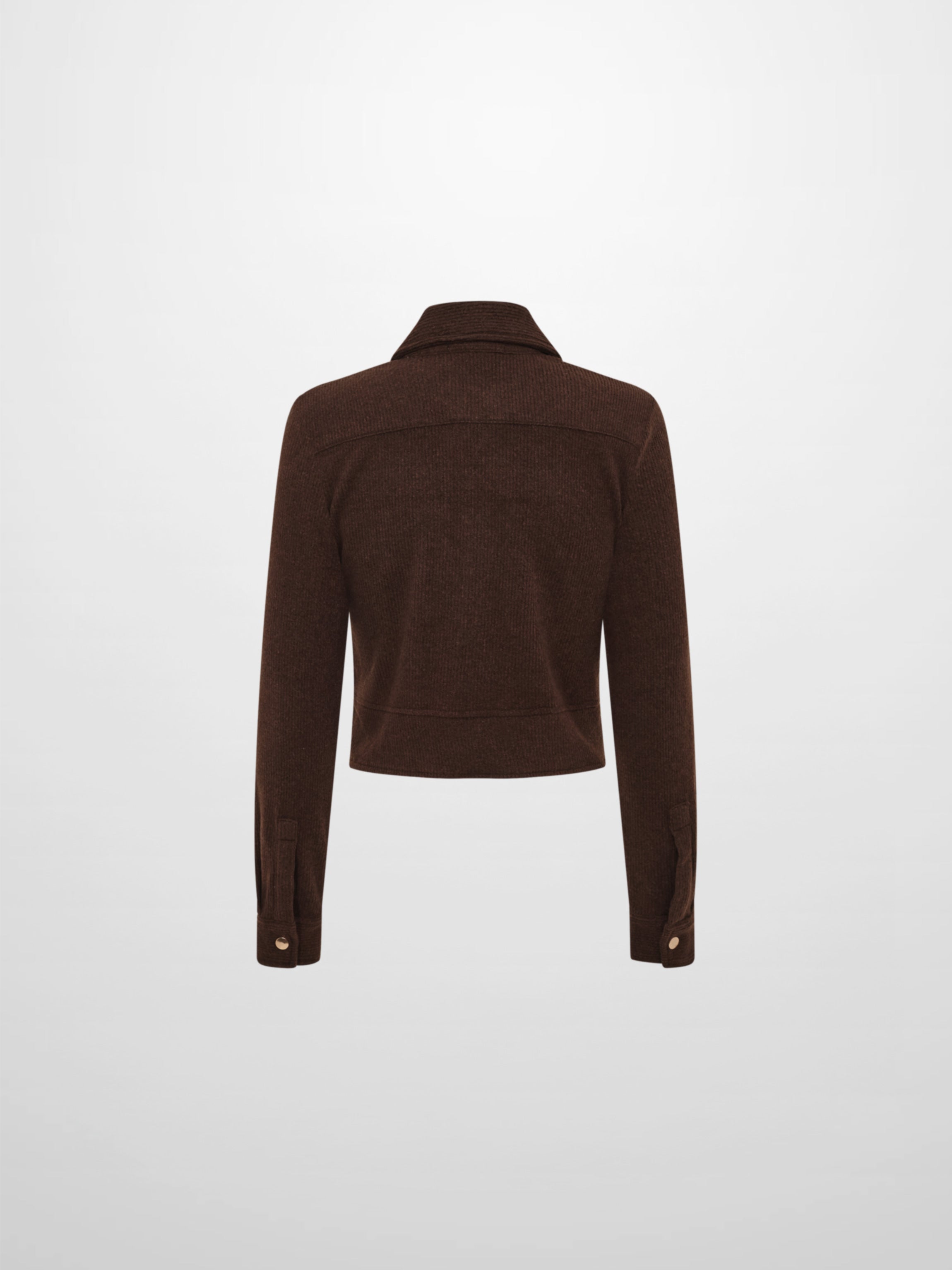 Soft Ribbed Crop Jacket - Dark Brown