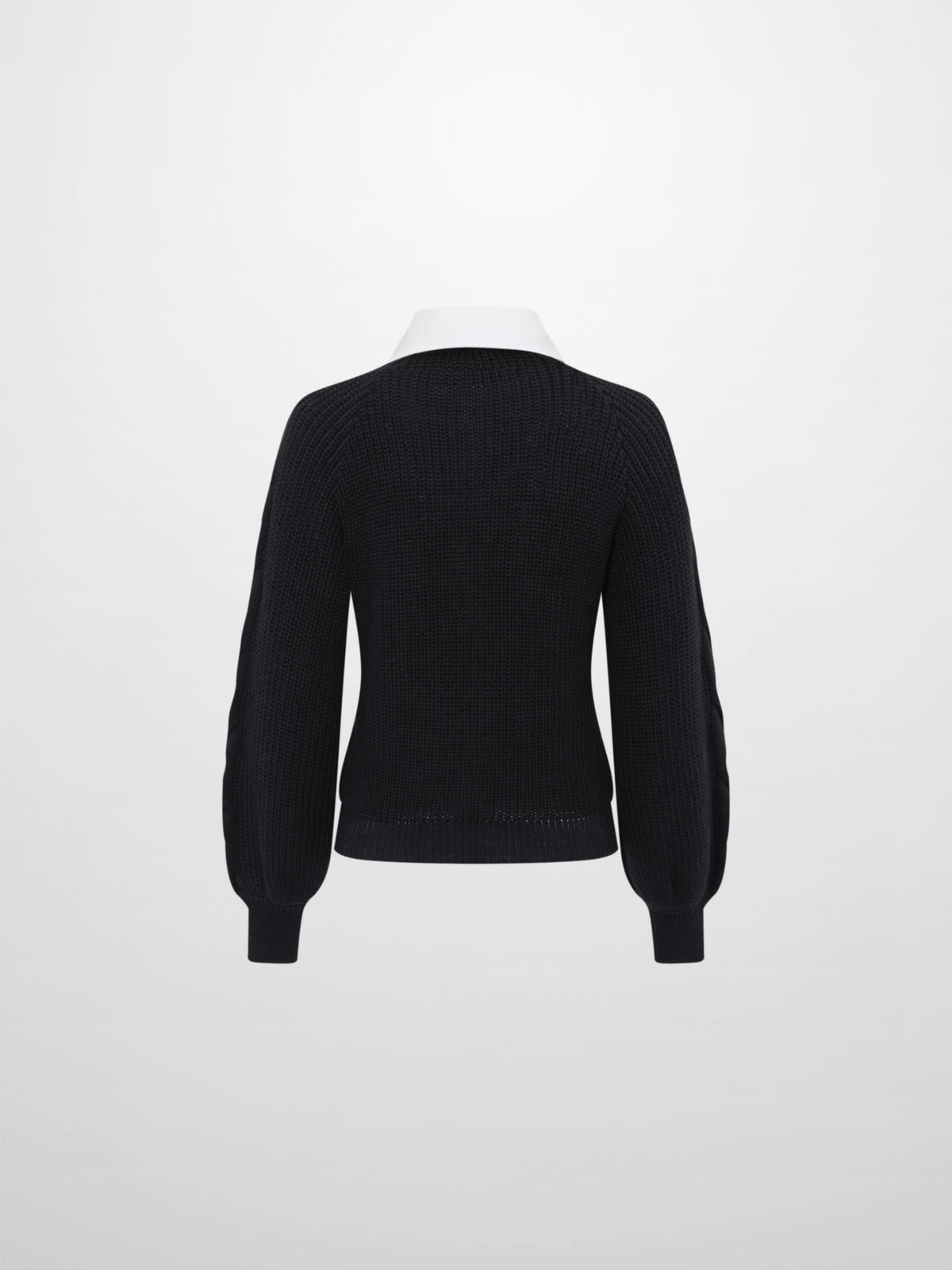 Shirt Collar Sweater - Black/Solid White