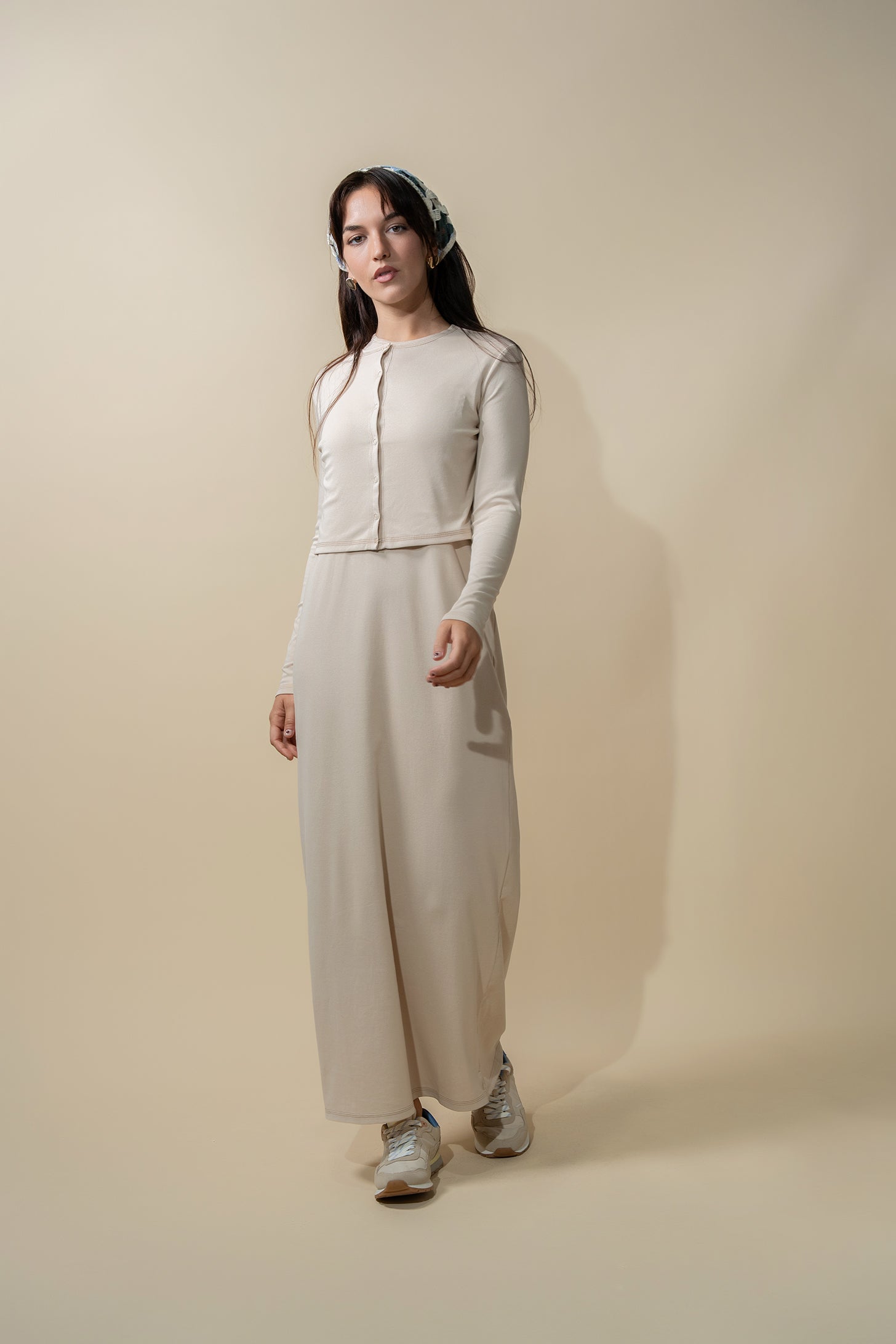 Camiseta Básica Cárdigan Corto-Bronceado