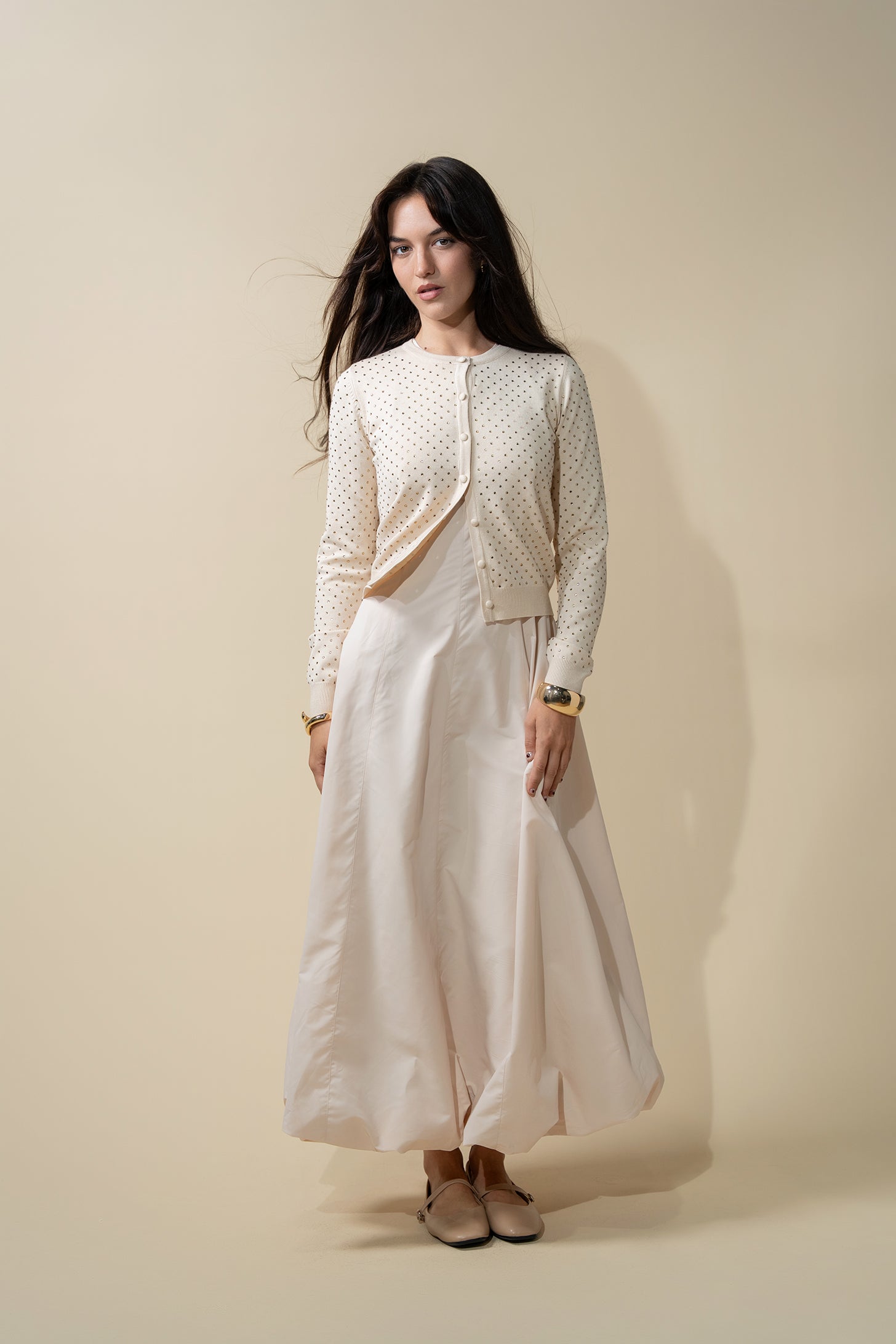 Taffeta Bubble Jumper-Vanilla