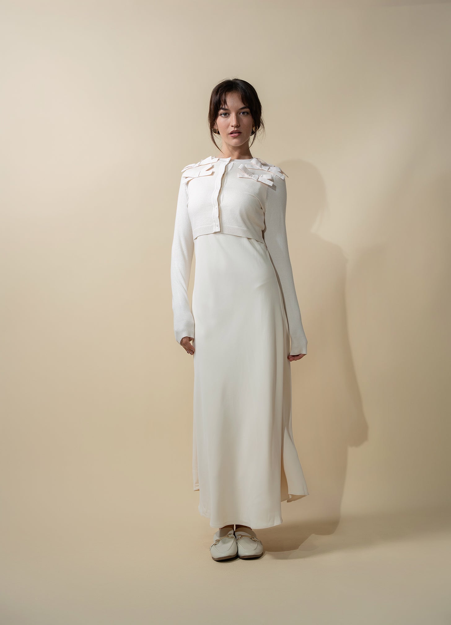 Crepe Slip Dress-Ivory