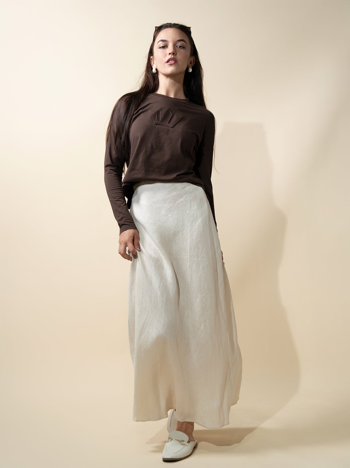 Crepe Slip Skirt-Ivory