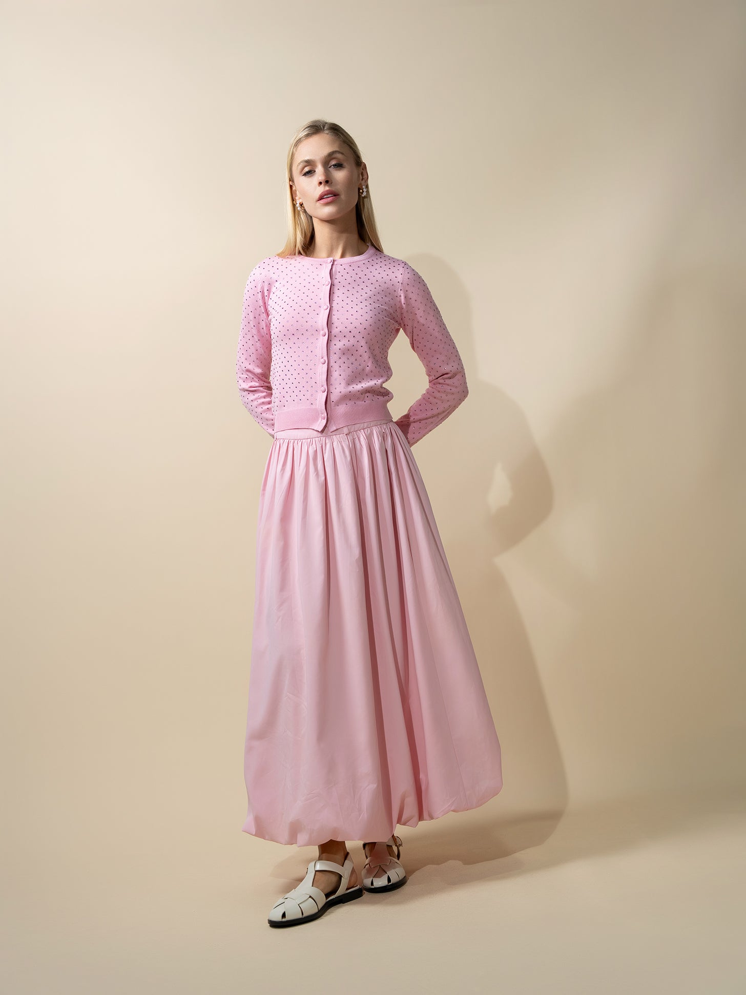 Taffeta Bubble Skirt-Pink
