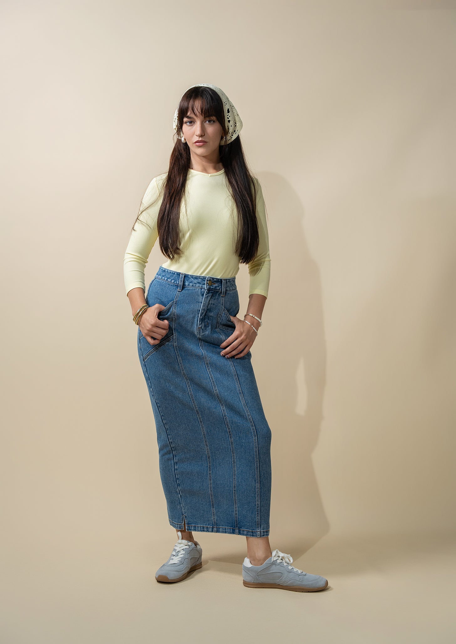 RIBBED HIGH V 3Q-BUTTER YELLOW