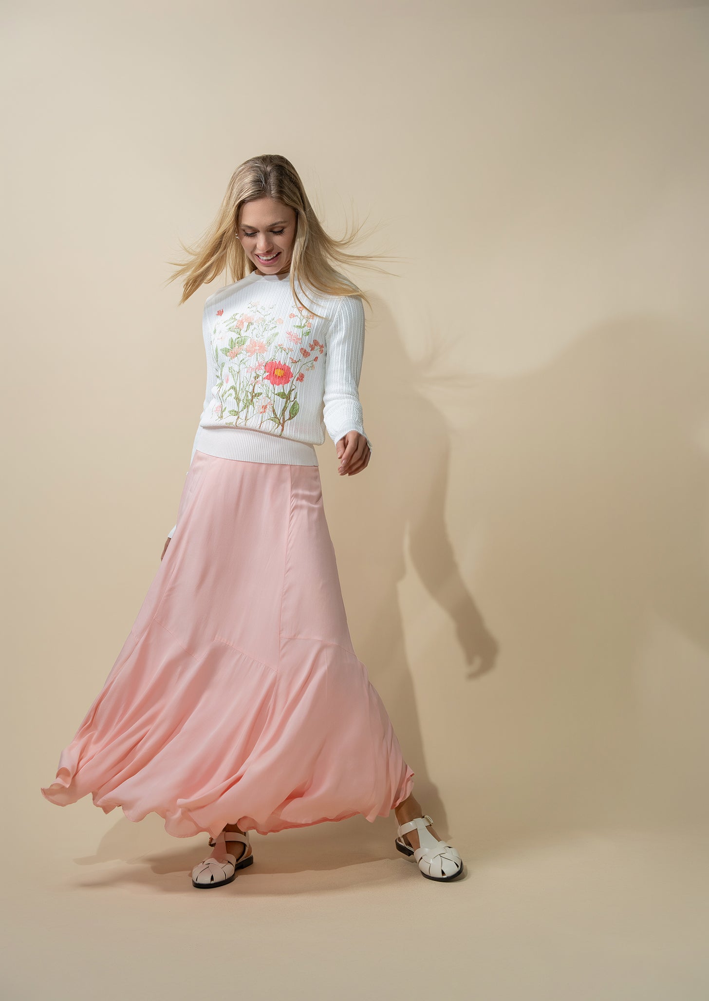 TRUMPET FLARE SKIRT-SUMMER BLUSH