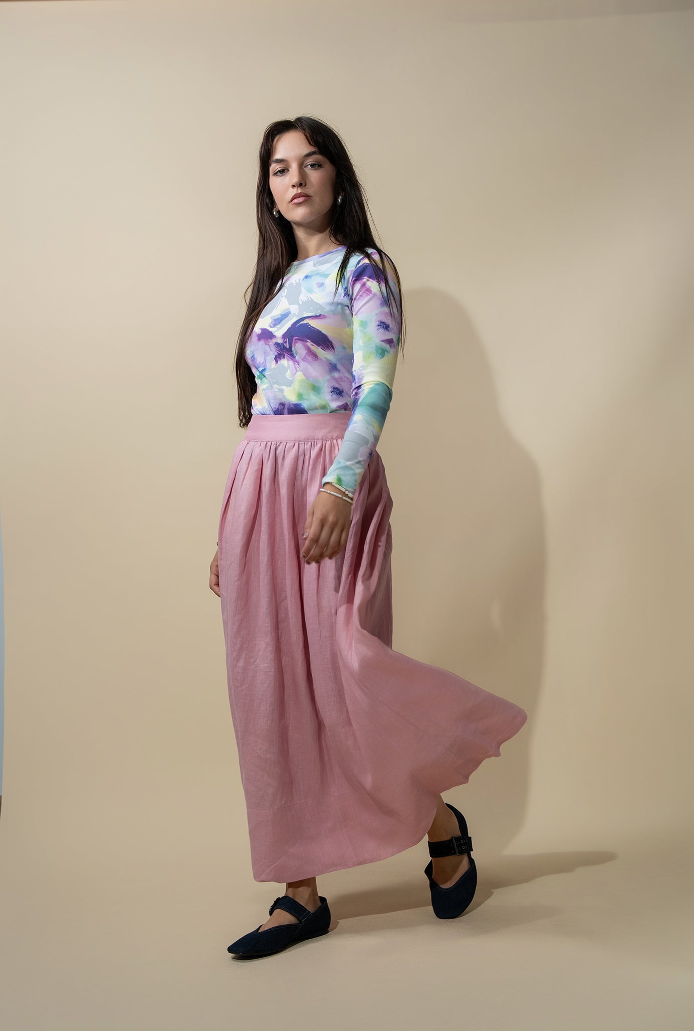 Taffeta Bubble Skirt-Pink