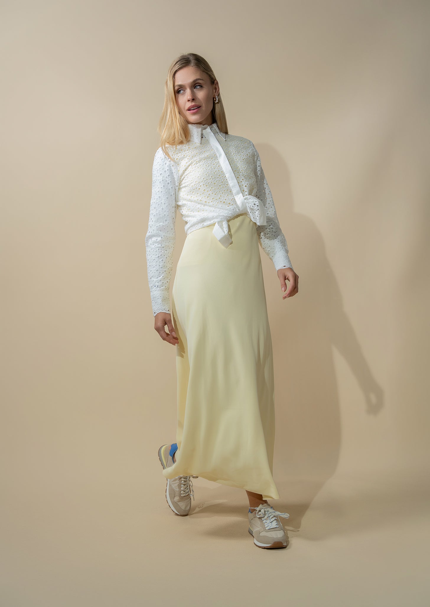 Crepe Slip Dress-Yellow