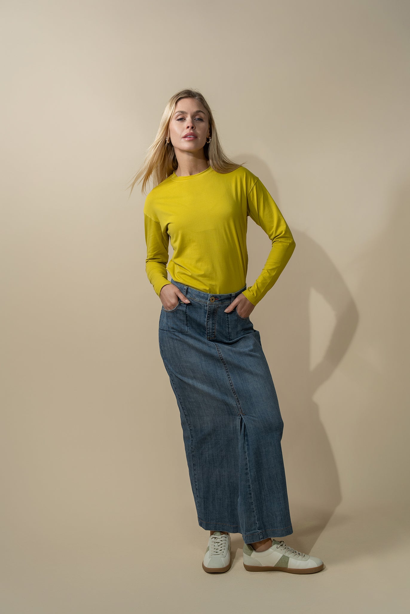 Oversized Rounded Hem T-Shirt-Lime Green