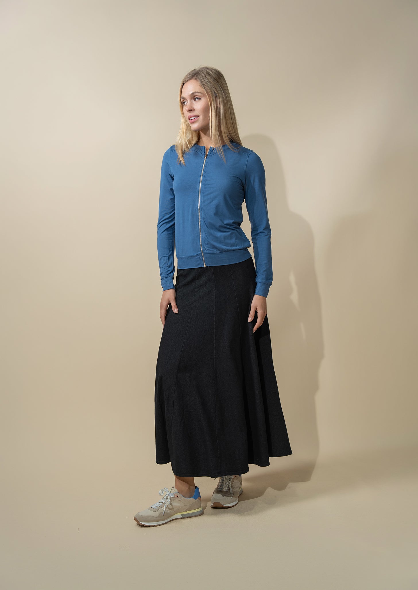 Modal Zip Up Bomber-Blue