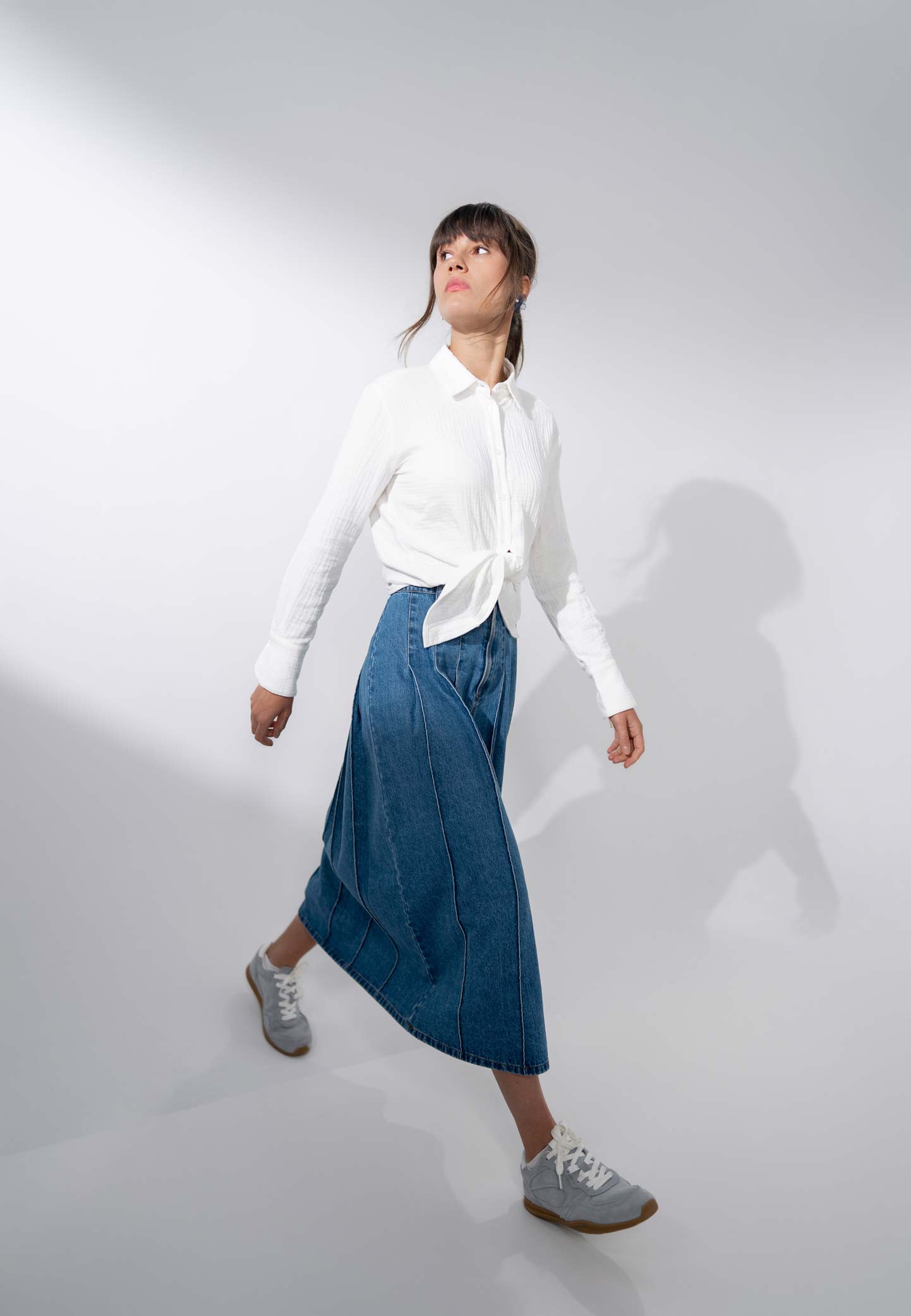 Gauze Button Down Blouse-White