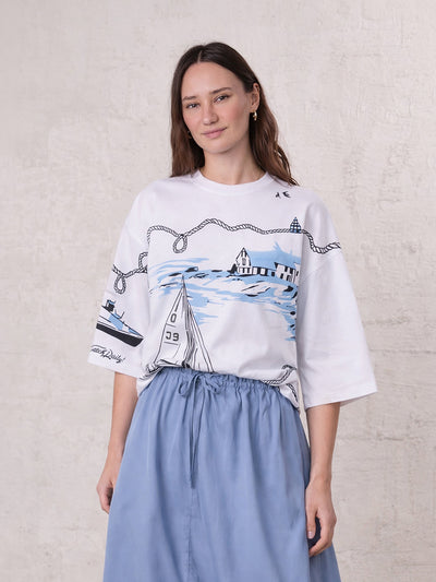 Oversized Printed Tee-Nautical