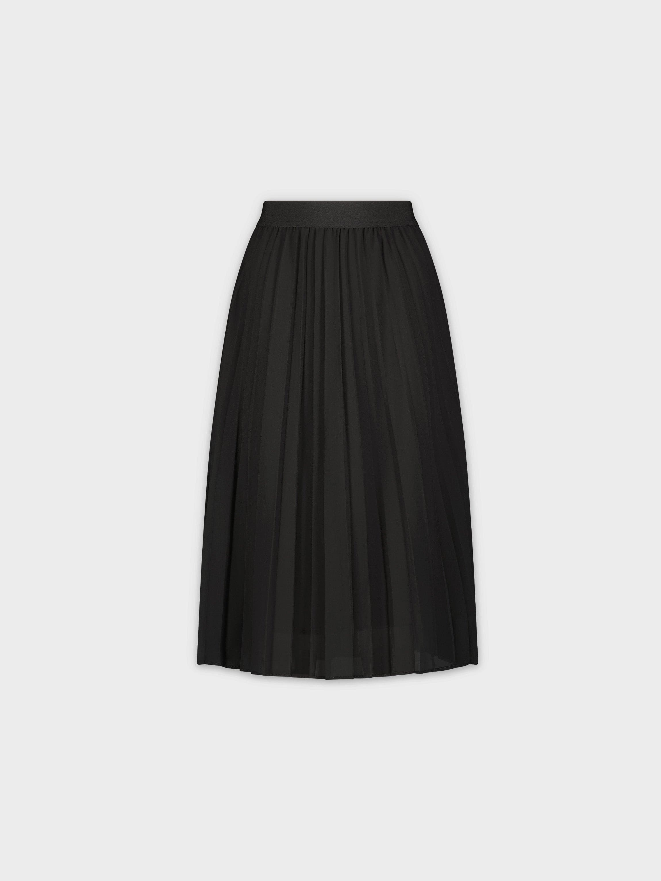 CHIFFON PLEATED SKIRT 26"-BLACK