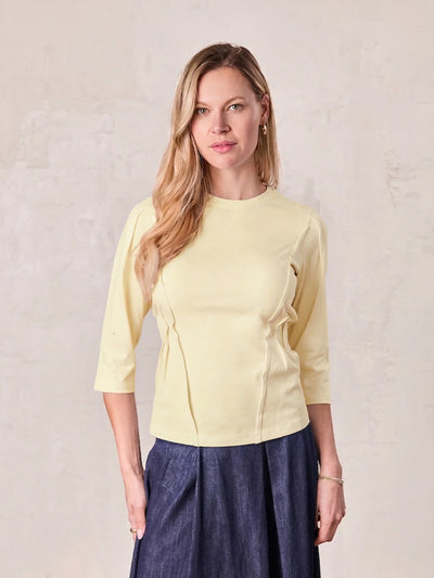 Pleat Seam T-shirt-Butter Yellow