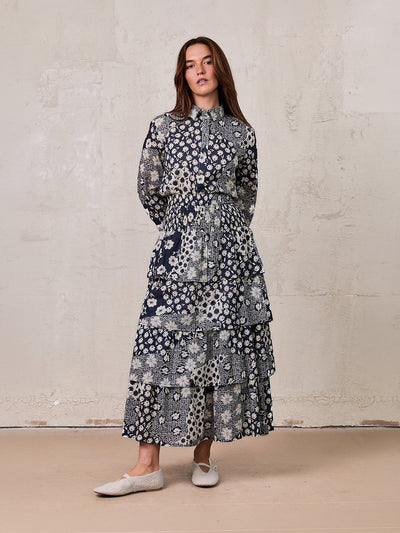 Ruched Top Layered Skirt-Kaleidoscope Floral