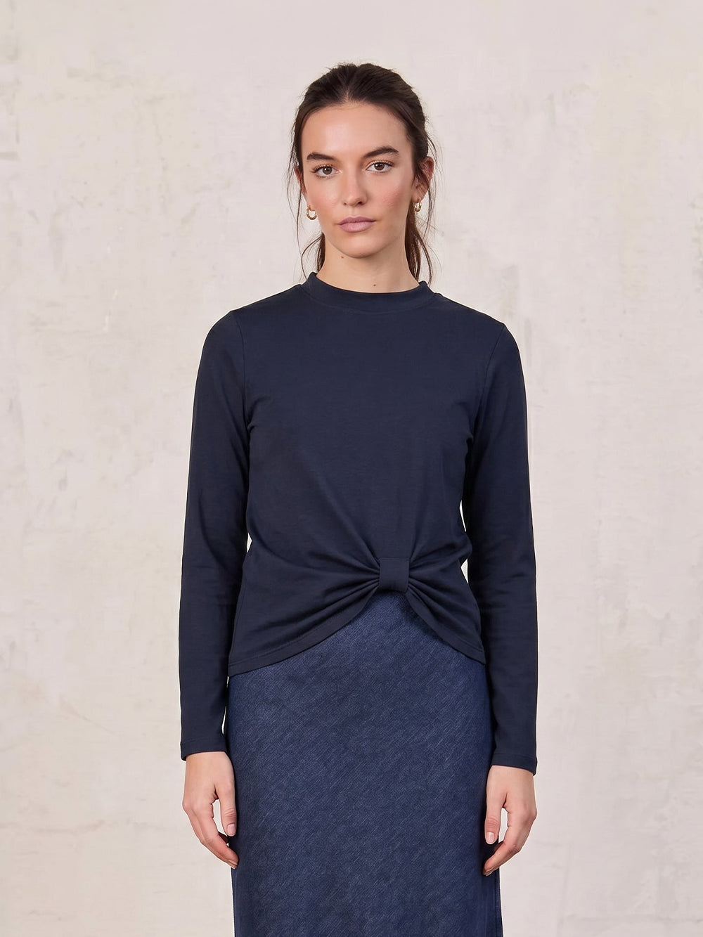 Side Knot Tee-Deep Navy