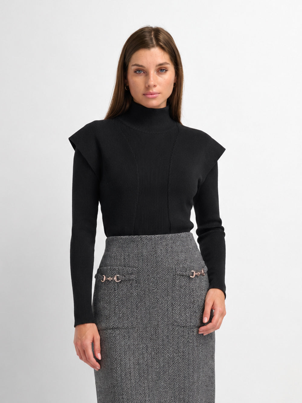 Side Ruffle Sweater - Black