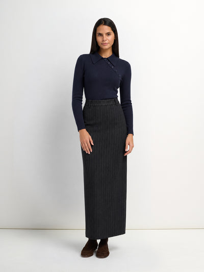 Straight Maxi Skirt - Pinstripe