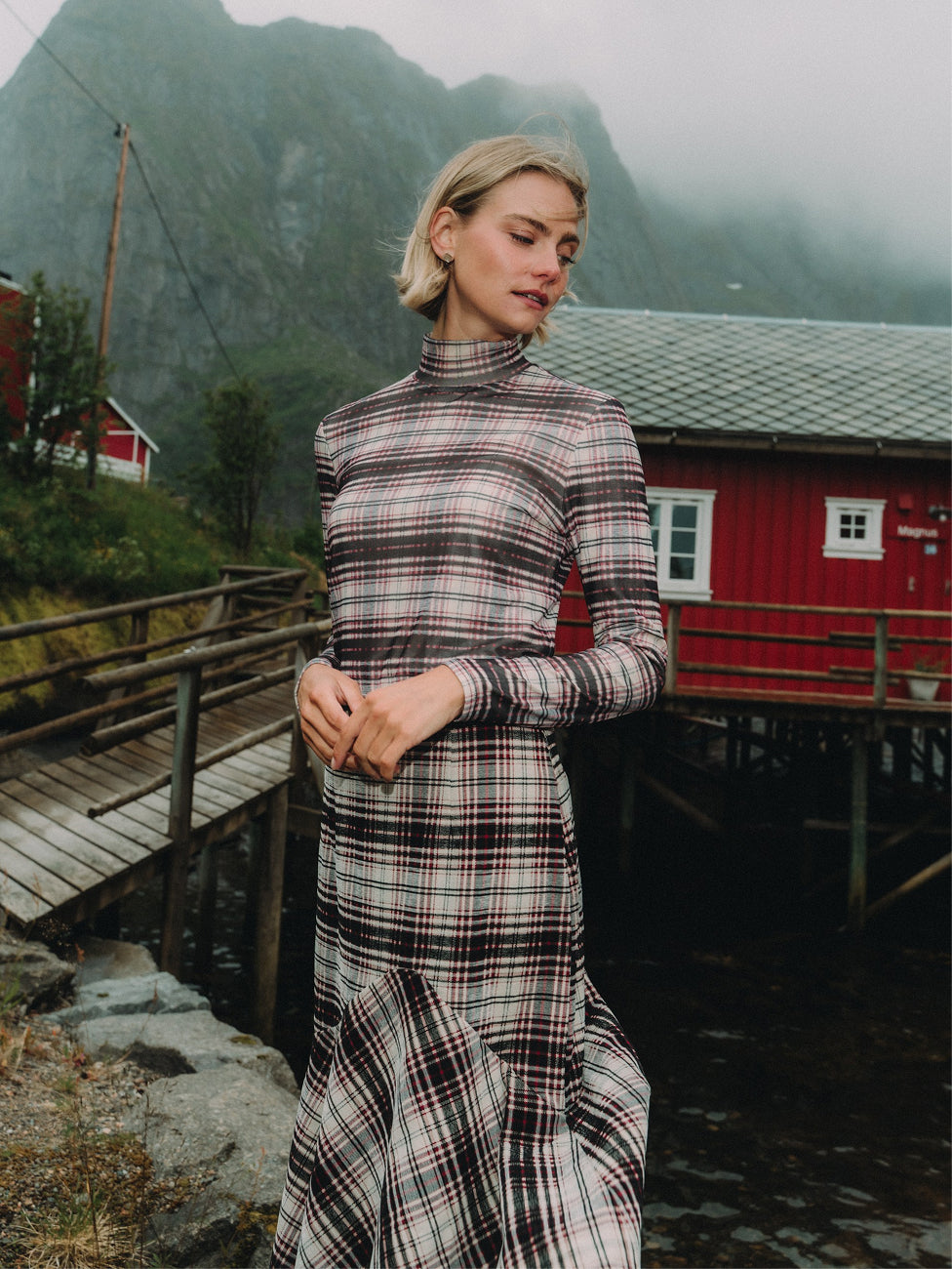 Double Layer Plaid Skirt - Red Plaid