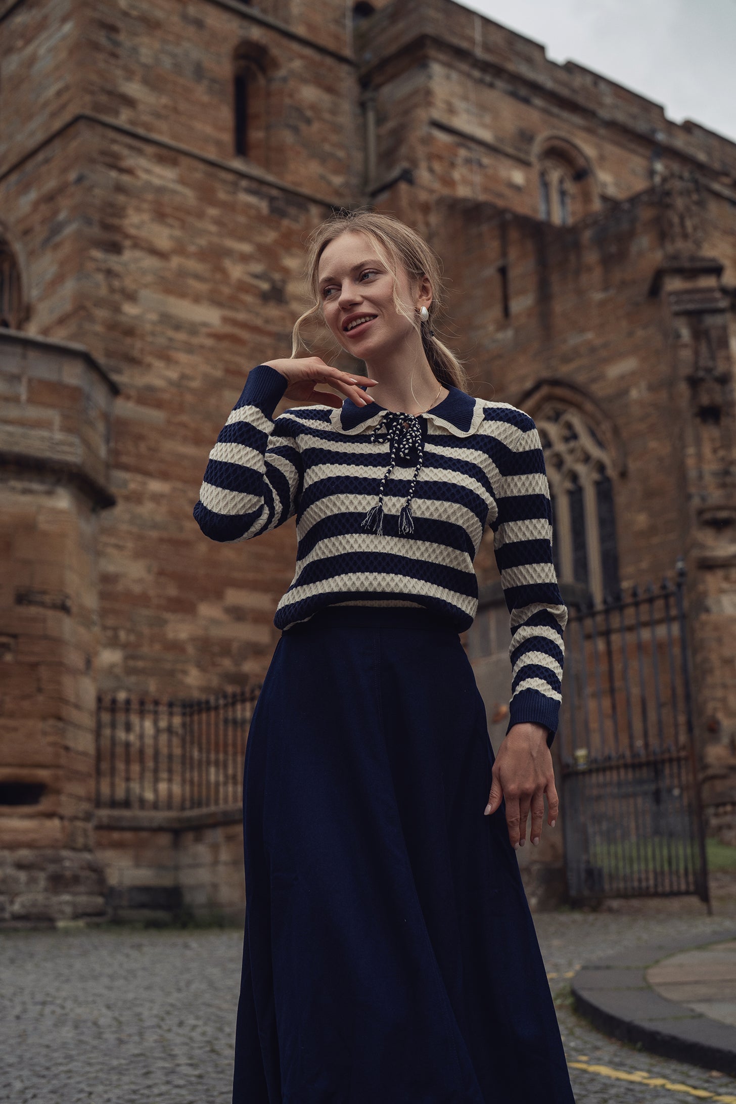Fringe Circle Skirt-Navy