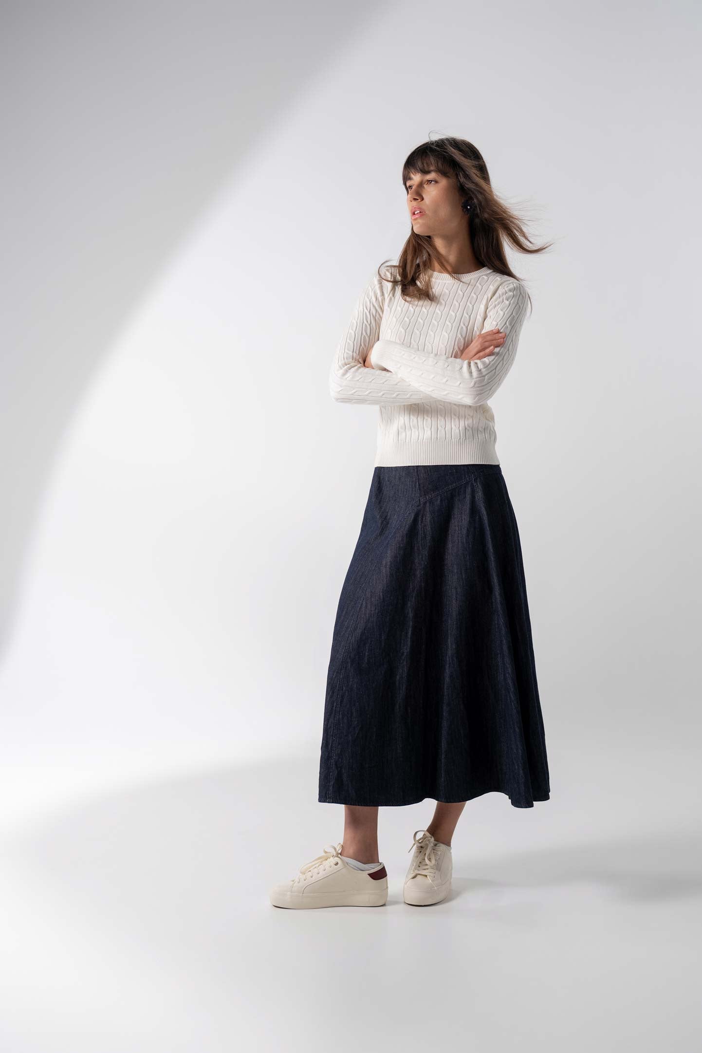 Knit Cable Sweater-White