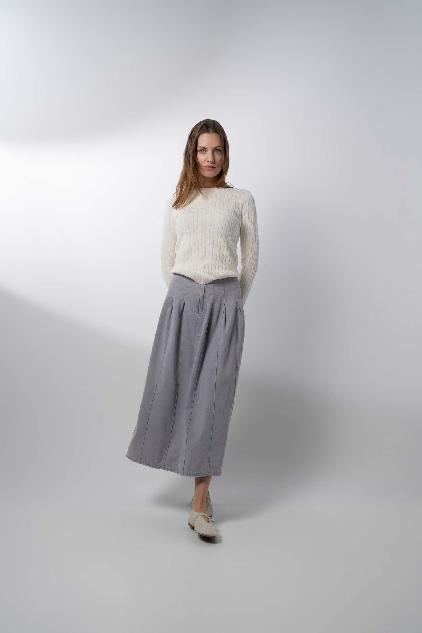 Stitched Pleated Skirt-Lavender
