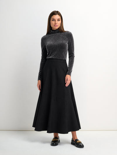 Twill Trumpet Skirt-Black