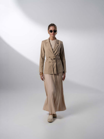 Thin Pleated Skirt-Stone