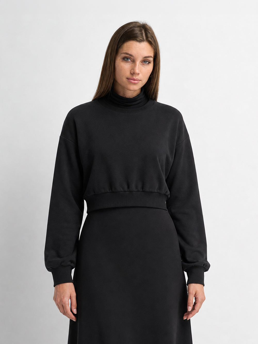 Lightweight Crop Sweatshirt - Black
