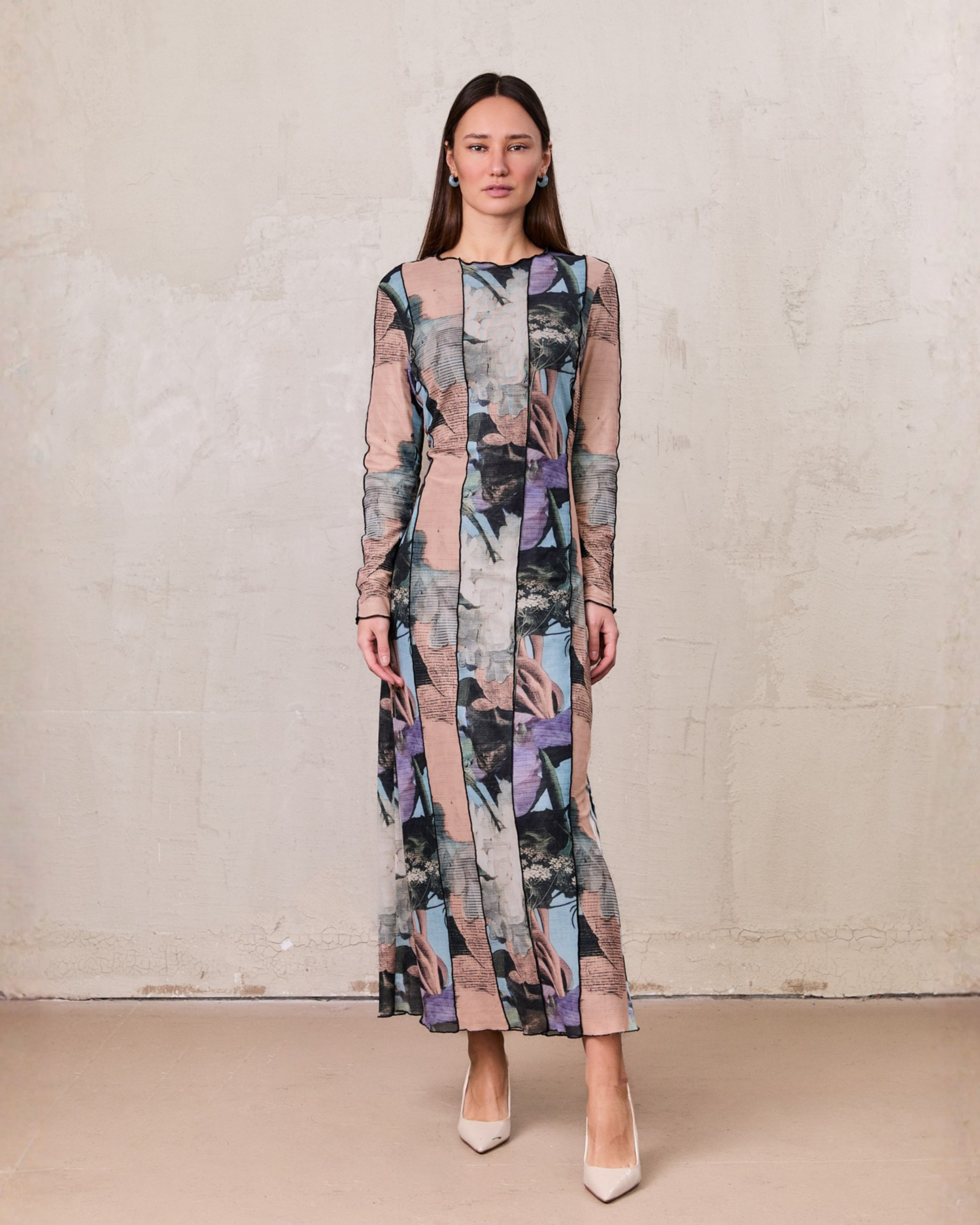 Mesh Maxi Dress-Floral Mix