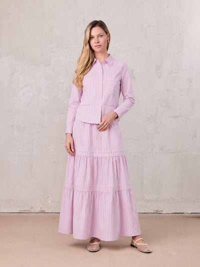 Striped Prairie Skirt-Pink