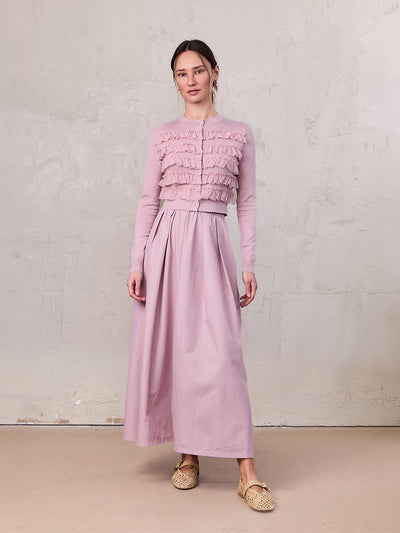 Waisted Full Taffeta Skirt-Mauve