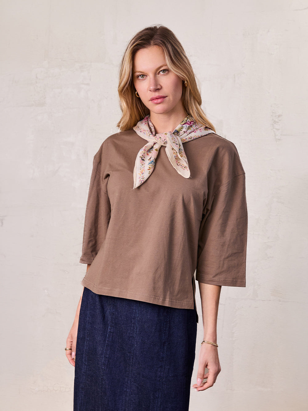 Wide Sleeve Tee-Latte